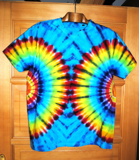 Batik.tričko XL - Duhová radost batika léto slunce duha hippie duhové batikované bohémské 