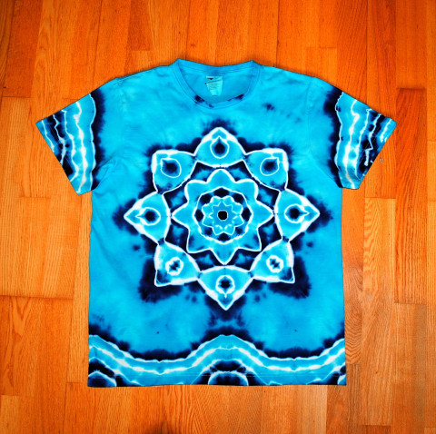 Batikované tričko - Sněhová vločka moře sníh zima modrá léto mandala hippie vločka batikované sněhový bohémské 