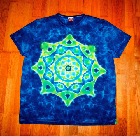 Batik. tričko - Na dně moře poklad moře modrá léto mandala hippie batikované bohémské 