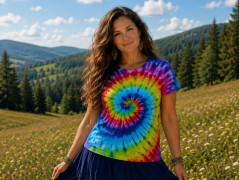 Batik.tričko L/XL - Duhové slunce