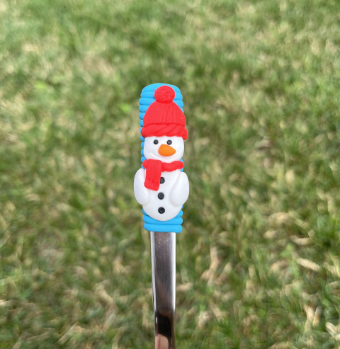 Lžička sněhulák dárek sníh vánoce betlém fimo sněhulák polymerová hmota lžička snowman fimo-lžička 