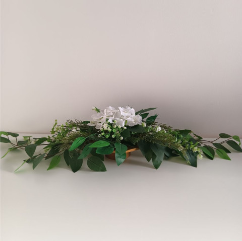 Ikebana bílá hortenzie dušičky na stůl ikebana umělé květiny zahradní dekorace na hrob venkovní dekorace vzpomínková dekorace aranžmá z umělých květin 