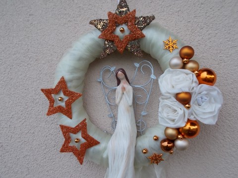 Vánoční věnec s andílkem advent adventní dekorace vánoční 