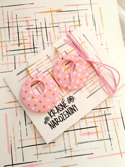 Náušnice donuty s puntíky náušnice puntíky donuty akrylové barvy dots velké náušnice růžové náušnice barevné náušnice náušnice s puntíky náušnice donuty růžová barva 