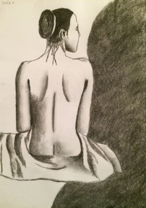 Necudná obraz záda žena obrázek akt kresba černobílá umění černobílý ženská uhel cudnost 