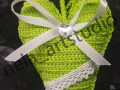 Háčkované srdce žlutozelené