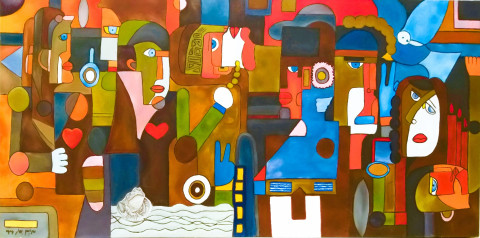 Paradox přítomnosti od Mary G umění olejomalba kubismus mary g paradox přítomnosti 