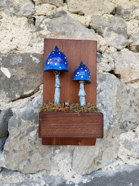 Závesná dekorácia dark blue dekorácia hríbik modelovanie 