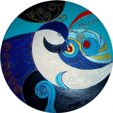 Mandala - ptáček dekorace obraz ptáček interiér mandala 