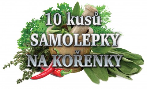 10 kusů - samolepky na KOŘENKY bylinky kuchyň koření samolepka 