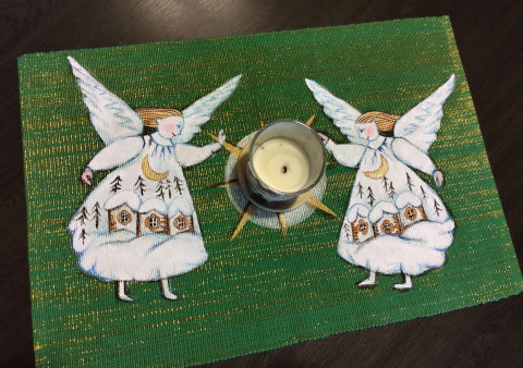 Světlo a naděje zelená zima světlo hvězda anděl dečka na stůl 