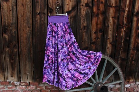 Půlkolová sukně Lilac lila sukýnka sukně dlouhá půlkolová silky 