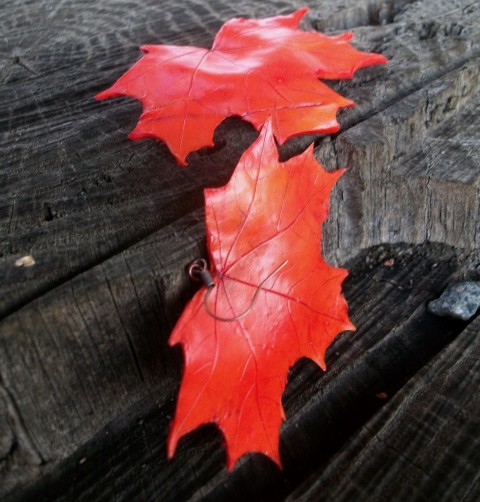 Javůrky páté náušnice strom podzim list příroda přírodní fimo podzimní listí 