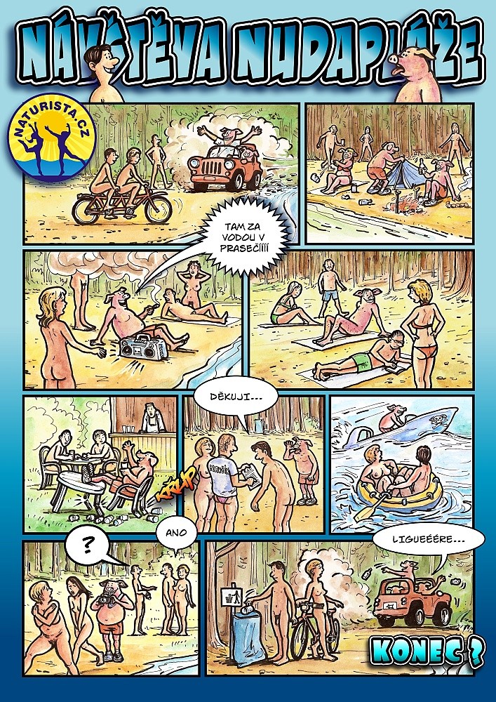 komiks - návštěva nudapláže