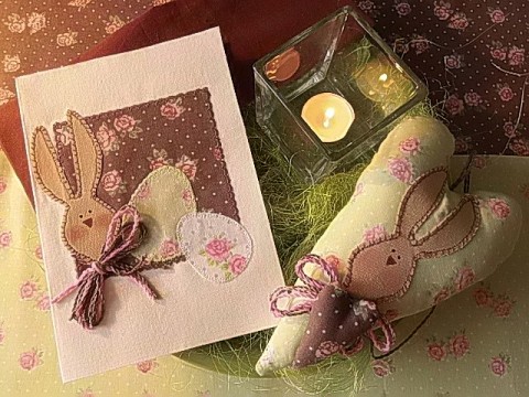 VELIKONOČNÍ PŘÁNÍ ŠITÉ.. ozdobné dekorační šité netradiční velikonoční přání přáničko ručně vyrobené 