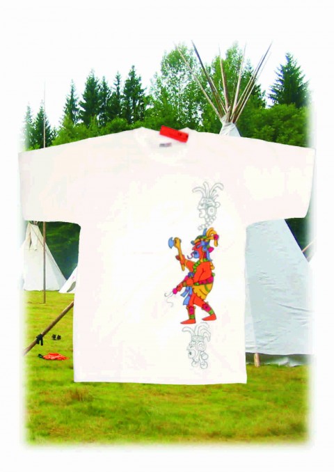 indián se sekyrou textil tričko malba na textil umělecká malba ruční práce. 