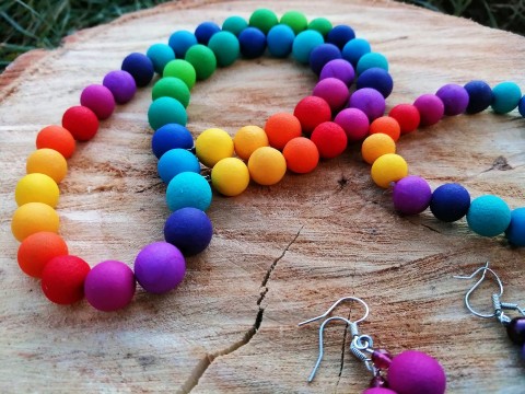 Fimo sada kuličková duhová náhrdelník náramek náušnice kuličky jarní barevná polymer 