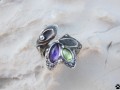 Olivín s ametystem -cínovaný prsten