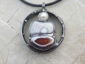 Achátový náhrdelník  s říční perlou
