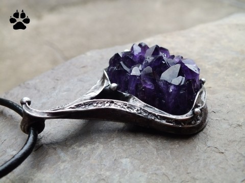 Ametystová drúza-náhrdelník náhrdelník cín extravagantní fialový ametyst autorský krystal náhrdelníky drúza drůza krystaly ametystové cínové pájené letované ametystový drúzy 