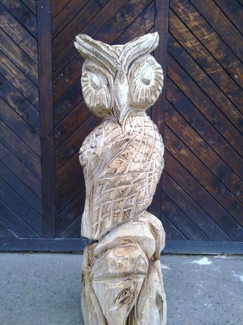 sova pálená dřevo dekorace sochy dřevěnésochy motorovou pilou zahradní 