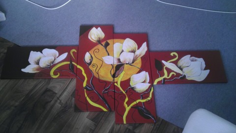 Kvety VII. obraz malba květy hnědá akryl umenie 