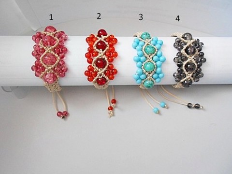 Macramé/shamballa 3 náramky provázky přírodní shamba 