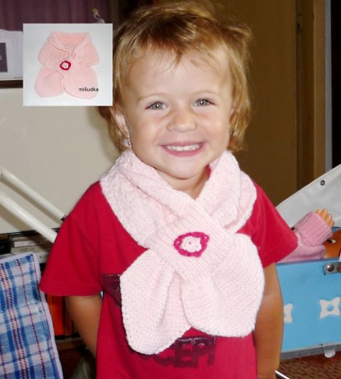 dětská šála růžová pletení vlna pro děti 