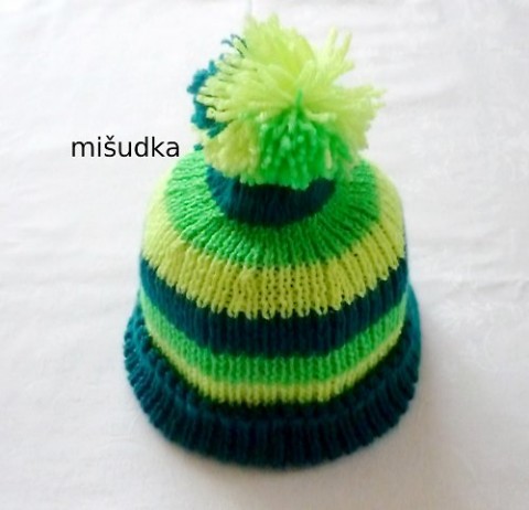 Zelený pruhovaný kulich 2 hlava zelená čepice žlutá pruhovaná dámská tyrkysová dětská příjemné 