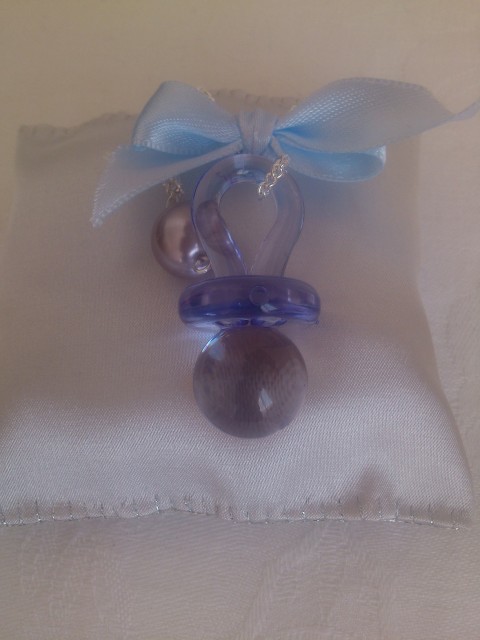 Dudlík jako šperk? modrý dárek přívěšek řetízek růžový perla mašlička plast dudlík těhotenství 
