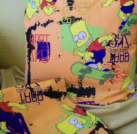 BART SIMPSON - ORANŽOVÝ dětský polštář povlak bart simpson skateboard 