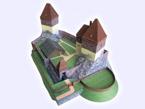 Papírový model Hrádek Čeladná papír hrad lepení model stříhání papírový model vystřihovánka tvrz 