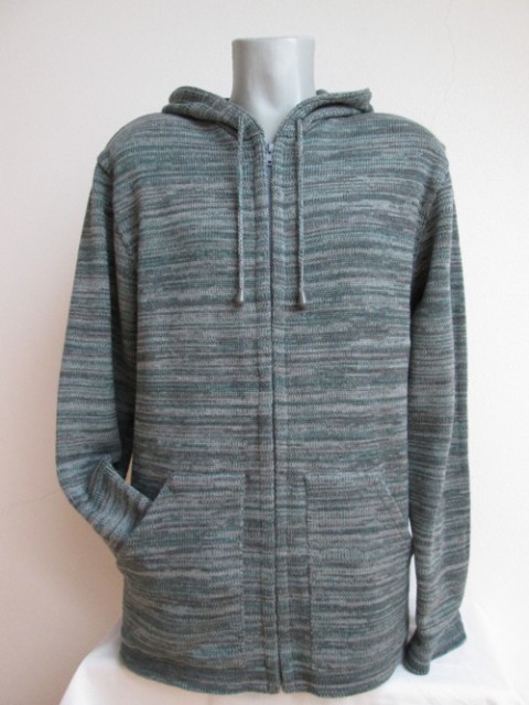 Pánský svetr šedozelený na zip svetr pánský rozepínací kapuca 