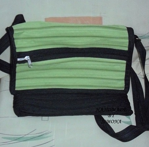 Černá s kuwi klopou kabelka zelená taška černá kiwi zip klopa zipovka 