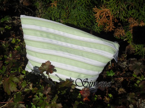 Zipová tatička-zeleno-bílá kabelka zelená bílá taštička zip kosmetika zipovka 