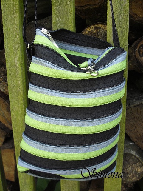 Zipovka-černo-zeleno-šedá kabelka zelená taška černá šedá zip zipovka 