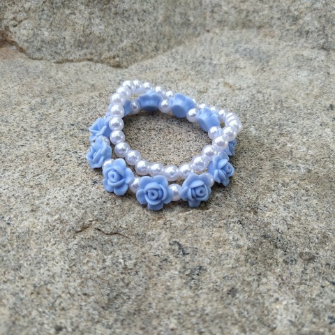 Perličky #3 náramek děti modrá květy květiny sada kytičky dětské perličky náramky perly set pár 