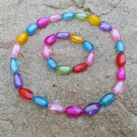 Duha #5 náhrdelník náramek pestrobarevné děti barevné sada dětské duha duhové set 