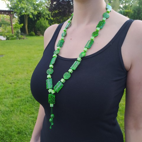 Jsem svá #10 náhrdelník zelená dlouhé dlouhý plast bez zapínání 