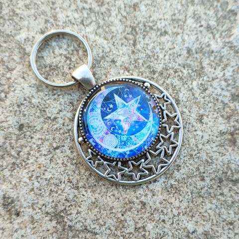 Přívěsek měsíc #30 přívěsek modrá klíče měsíček klíčenka hvězda hvězdy měsíc hvězdička na kabelku na klíče 