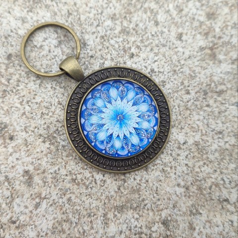 Přívěsek s mandalou #30 přívěsek modrá klíče klíčenka bronzová mandala mandaly 