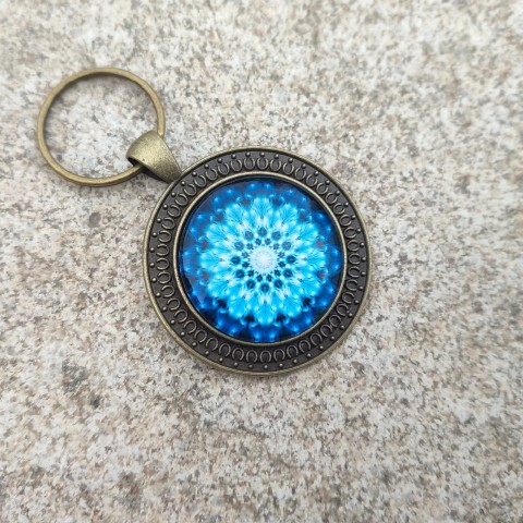 Přívěsek s mandalou #31 přívěsek modrá klíče klíčenka bronzová mandala mandaly 
