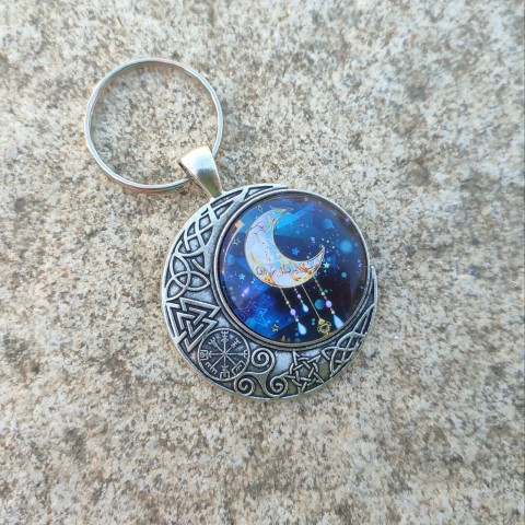 Přívěsek měsíc #6 přívěsek modrá klíče měsíček klíčenka květ noc hvězdička moon 