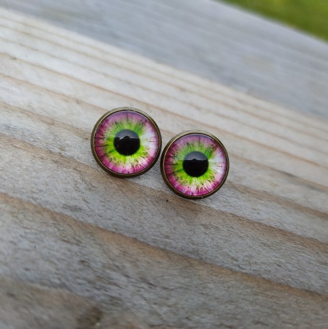 Puzety oči #509 oko zelená náušnice růžová oči pecky náušničky bronzová puzety očíčka očíčko 