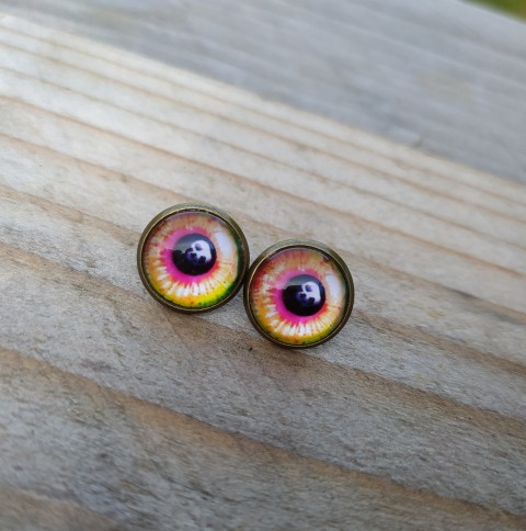 Puzety oči #512 oko náušnice růžová oči žlutá pecky náušničky bronzová puzety očíčka očíčko 