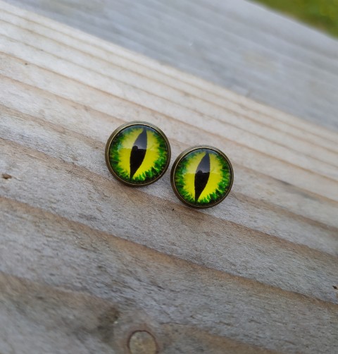 Puzety oči #525 oko zelená náušnice oči černá pecky náušničky bronzová puzety očíčka očíčko 
