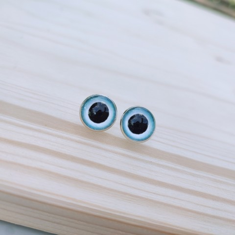 Puzety oči #678 oko náušnice modrá oči černá pecky stříbrná náušničky puzety očíčka očíčko 