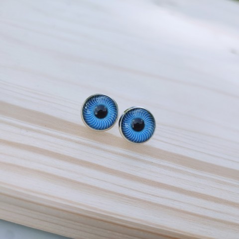Puzety oči #683 oko náušnice modrá oči černá pecky stříbrná náušničky puzety očíčka očíčko 