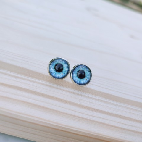 Puzety oči #687 oko náušnice modrá oči černá pecky stříbrná náušničky puzety očíčka očíčko 