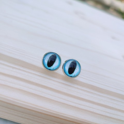 Puzety oči #688 oko náušnice modrá oči černá pecky stříbrná náušničky puzety očíčka očíčko 